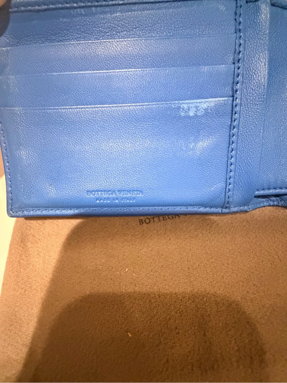 Bottega Veneta Blue Intrecciato Woven Leather Bifold Wallet - Full Inclusion
